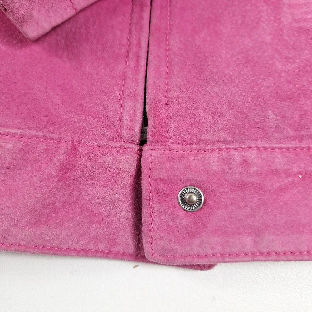INC International Concepts Suede Pink XL Womens Jacket Silver Colored Zippers - Picture 11 of 16